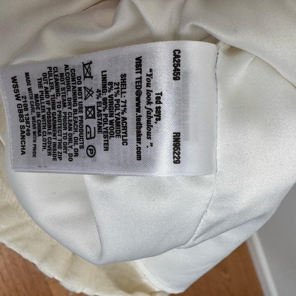 Ted Baker White Cream Jacquard Textured Midi Dress Size 4 (US 10) V-Neck - Picture 6 of 8